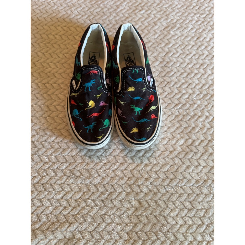Vans Kids Classic Slip-On Black Dinosaur‎ Print Sneakers Size 2.0 507699